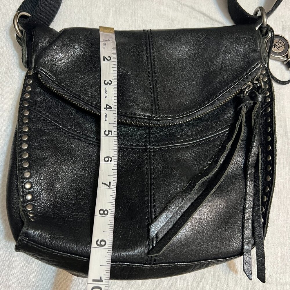 The Sak Leather Crossbody Bag Black Studded Boho Zip Top Adjustable Strap - Picture 13 of 14